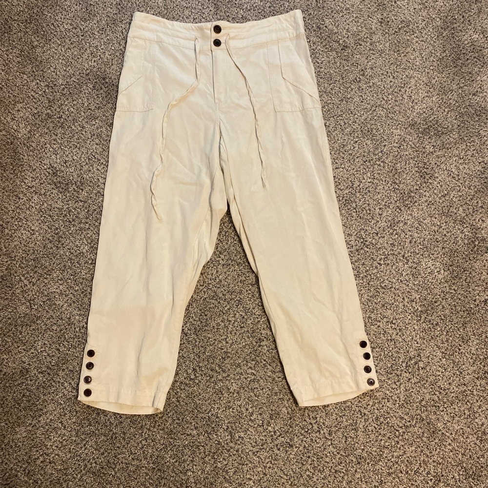 Soft Surroundings Cream Drawstring Cropped Chinos